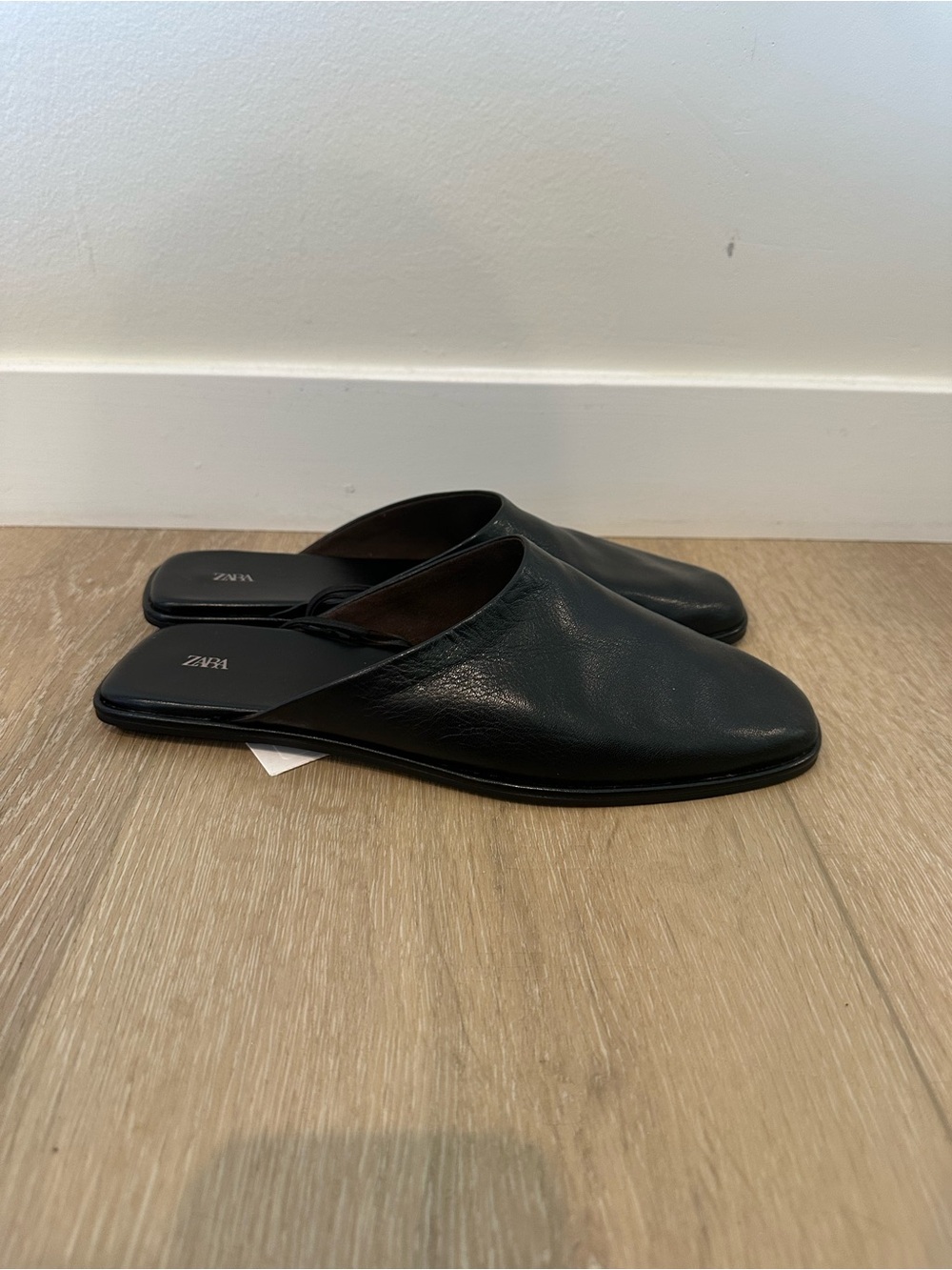Zara Black Leather Mules - Picture 2 of 6